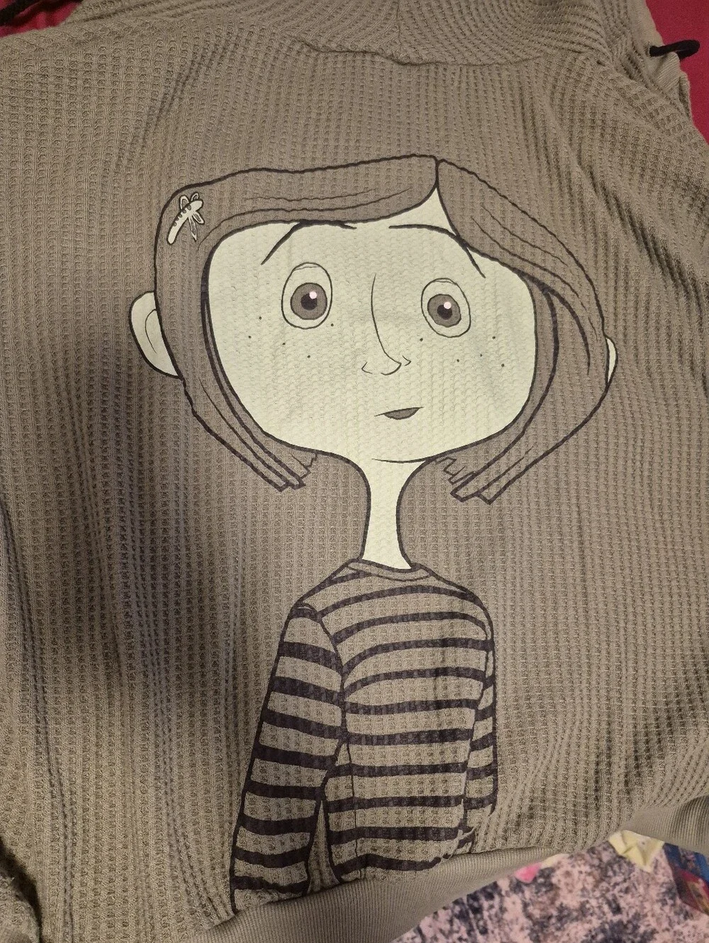 Coraline button waffle zip up sweater